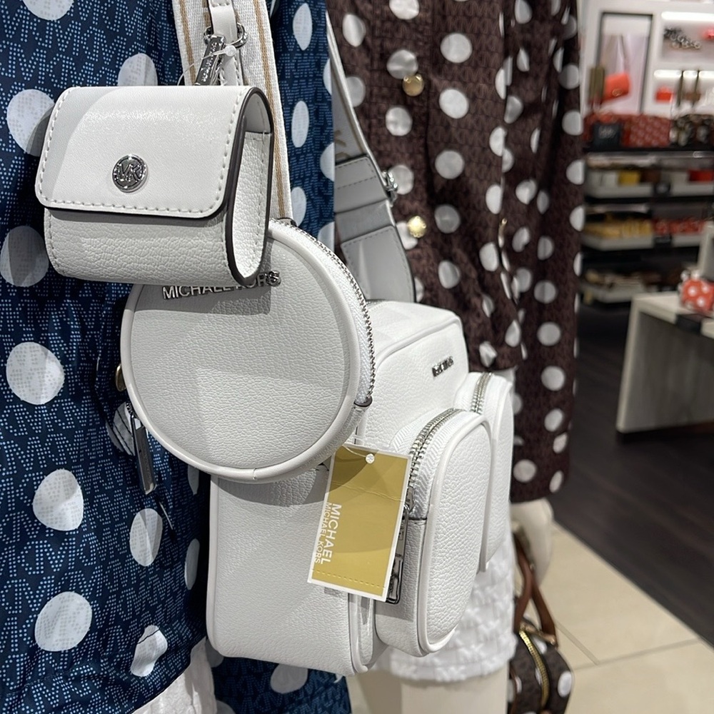 Michael Kors Jet Set Leather Medium Crossbody Bag with Case for Apple Airpods Pr - Picture 10 of 16